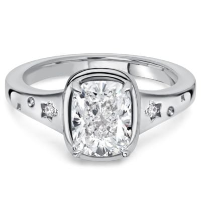 Italo Elongated 2 Carat Cushion Three Stone Engagement Ring For Women