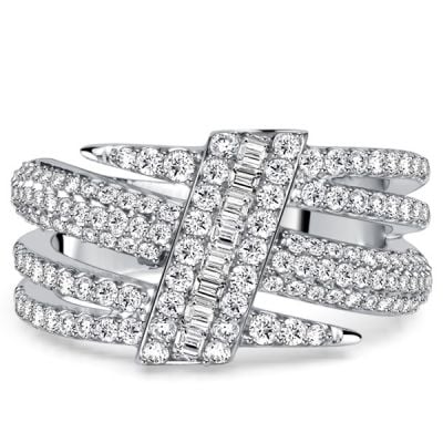 Italo Micro Pave Triple Row White Sapphire Unique Engagement Rings