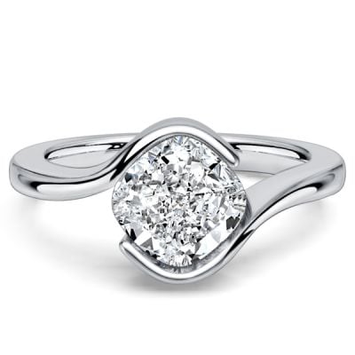 Italo East-west Half Bezel 2 Carat Cushion Cut Engagement Ring For Women