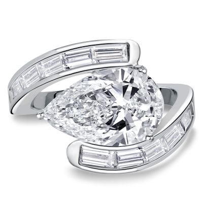 Italo Bypass Channel Set Pear Cut Unique Engagement Ring For Women