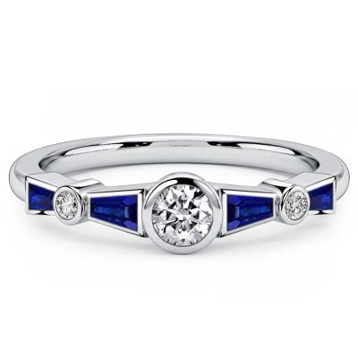 Italo Bezel Setting Blue Sapphire Engagement Ring For Women Promise Ring