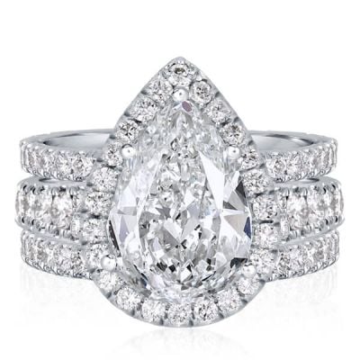 Pear Shaped Wedding Band Set