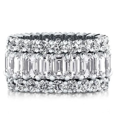 Round And Emerald Cut Wedding Band