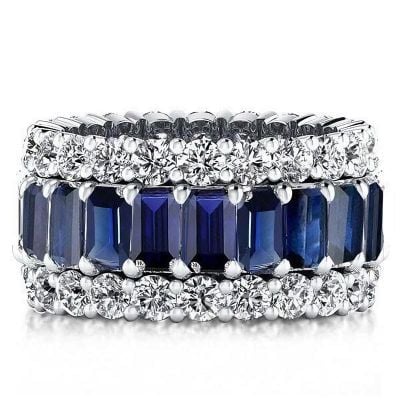 Italo Blue Sapphire Eternity Wedding Band For Women Anniversary Ring