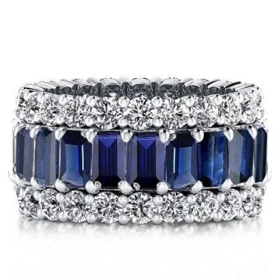 Triple Row Wedding Band,Italo Triple Row Created Sapphire Wedding Band
