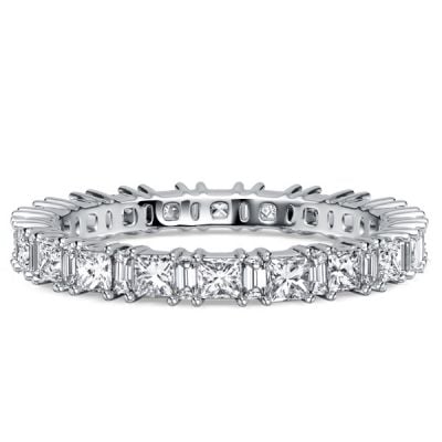 Italo Princess & Baguette Cut Eternity Wedding Band For Women