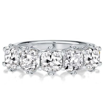 Five Stone Cushion Cut Wedding Band