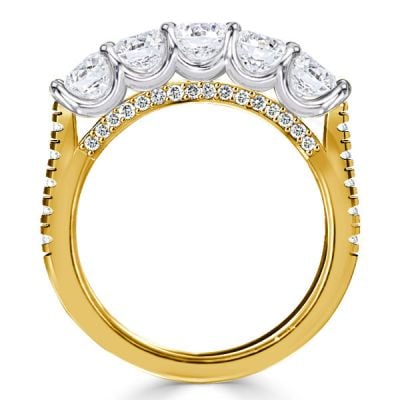 Two Tone Five Stone Wedding Band