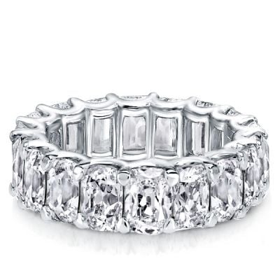 Italo Cushion Cut U Prong Eternity Wedding Band For Created White Sapphire Wedding Rings