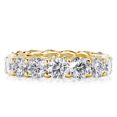 Italo Golden U-prong White Sapphire Eternity Band For Women