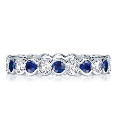 Alternating White & Blue Sapphire Eternity Wedding Band
