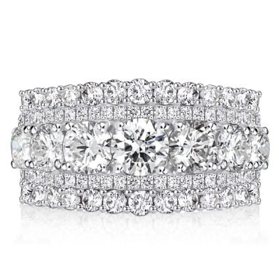 Italo Multi Row Half Eternity Wedding Band Anniversary Ring