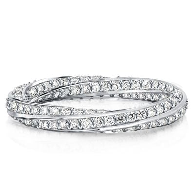 Italo Created White Sapphire Eternity Band For Women Twisted Band Travel Ring
