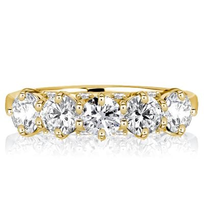 Italo Golden Five Stone Round Cut Half Eternity Wedding Band