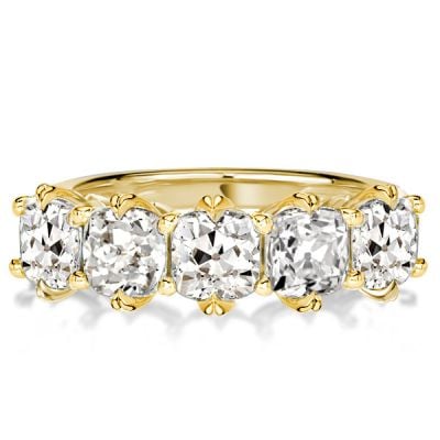 Five Stone Cushion Cut Wedding Band For Women