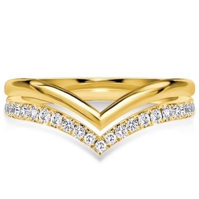 Italo White Sapphire Chevron Wedding Band Chevron Ring Classic