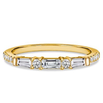 Italo Baguette & Round Cut Half Eternity Wedding Band Classic