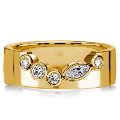 Italo Bezel-set Marquise & Round Cut Half Eternity Wedding Band