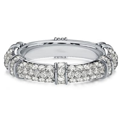 Italo Round Cut Micro Pave Eternity Wedding Band Anniversary Rings