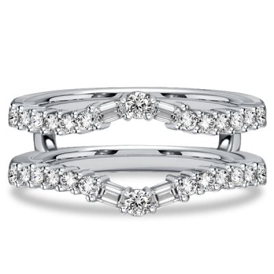 Italo Curved Baguette & Round Cut Ring Guard Ring Enhancer