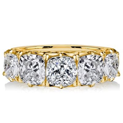 Italo Five Stone Cushion Cut Half Eternity Band Anniversary Rings