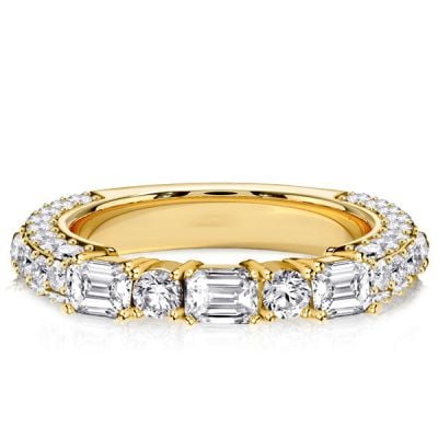 Italo 3-Sided Emerald & Round Cut White Sapphire Bands