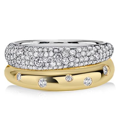 Italo Unique Double Band Ring White Sapphire Bands Anniversary