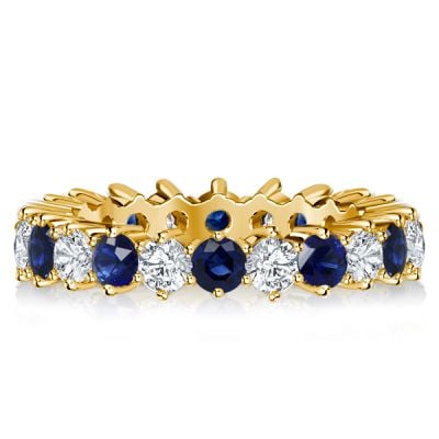 Italo Golden Blue & White Sapphire Thin Wedding Band