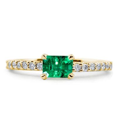 Italo Golden East West Emerald Cut Emerald Ring Band