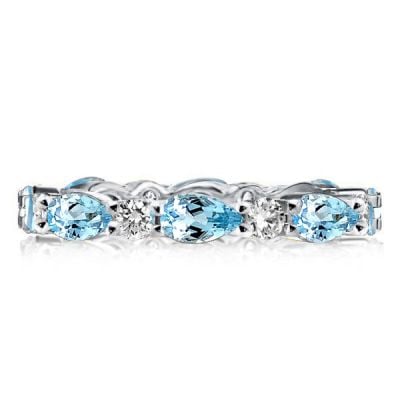 Italo Pear Shaped Aquamarine Silver Eternity Band