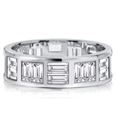 Italo Baguette Cut Eternity Band For Women Silver Wedding Bands