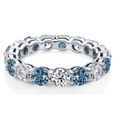 Italo White & Blue Topaz Ring Eternity Band For Women Classic
