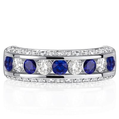 Italo 3-Sided White & Blue Sapphire Half Eternity Band