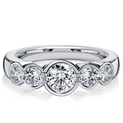 Italo Bezel Set Five Stone Engagement Ring Promise Ring