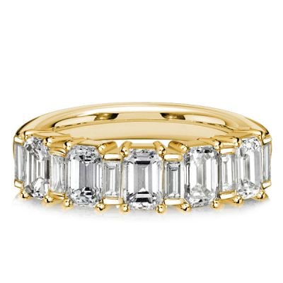 Italo Golden Baguette Cut Half Eternity Band Anniversary Rings