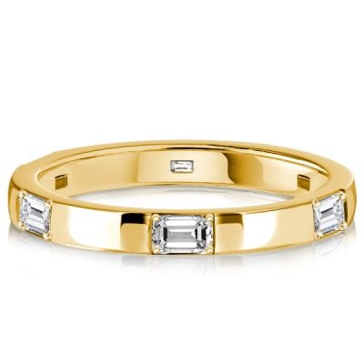 Italo Golden Emerald Cut Eternity Band For Women Stackable Ring