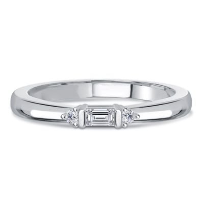 Italo 3 Stone Baguette Wedding Band For Women Stacking Ring