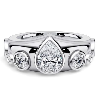 Italo Bezel Setting Pear & Round Cut Half Eternity Band For Women