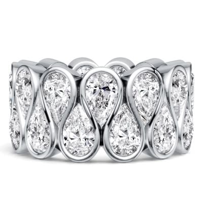 Italo Multi Row Bezel Set Pear Cut Eternity Wedding Band For Women