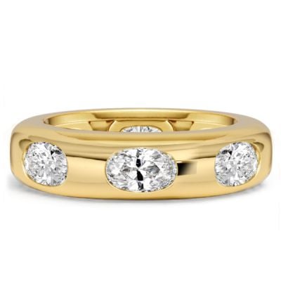 Italo Flush Setting Oval Cut Eternity Wedding Band For Women