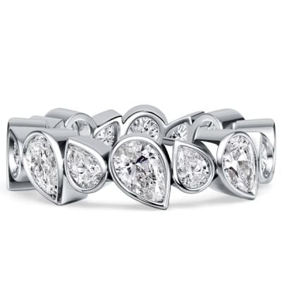 Italo Bezel Setting Pear Cut Eternity Wedding Band For Women