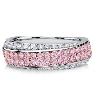 Italo Two Tone Micro Pave White & Pink Sapphire Band Ring