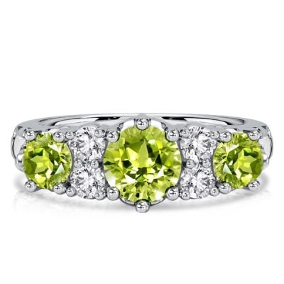 Italo Round Cut Peridot Filigree Wedding Band For Women Peridot Ring