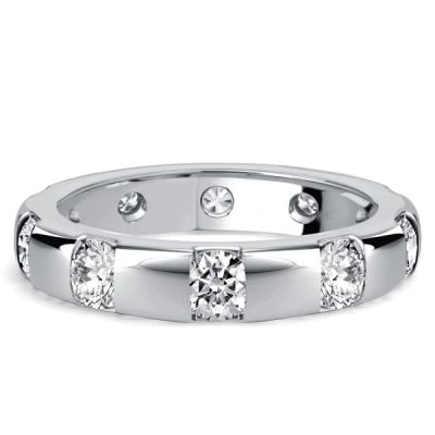 Italo Tension Round Cut Chunky Eternity Wedding Band For Women