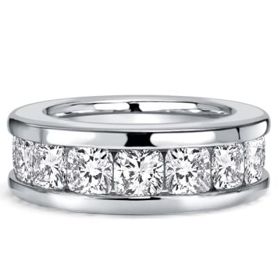 Italo Channel Set 3.5 MM Cushion Cut Eternity Wedding Band For Women