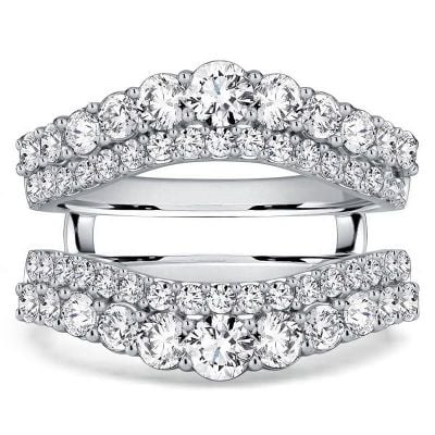 Italo Crown Round Cut Ring Guard Enhancer Wedding Band For Women