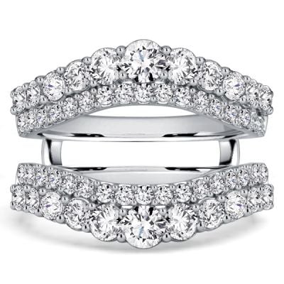 Italo Crown Round Cut Ring Guard Enhancer Wedding Band For Women