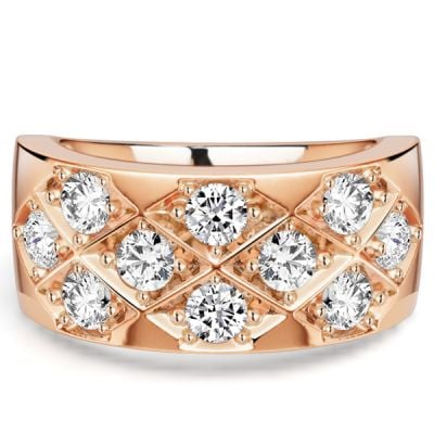 Italo Rose Gold 3 MM Round Cut Half Eternity Band For Women Vortex Ring