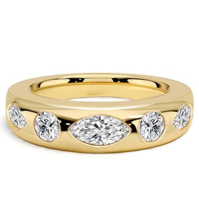 Italo Flush Setting Marquise & Round Cut Half Eternity Band For Women