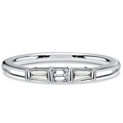 Italo Three Stone Baguette Wedding Band For Women Matching Wedding Bands